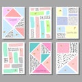 Set of artistic colorful universal cards. Memphis style. Wedding, anniversary, birthday.