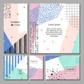 Set of artistic colorful universal cards. Wedding, anniversary, birthday.