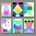 Set of artistic colorful universal cards. Wedding, anniversary, birthday, holiday, party. Design for poster, card, invitation