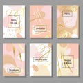 Set of artistic colorful universal cards. Wedding, anniversary, birthday, holiday, party. Royalty Free Stock Photo