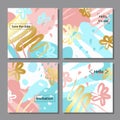 Set of artistic colorful universal cards. Wedding, anniversary, birthday, holiday, party. Royalty Free Stock Photo