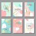 Set of artistic colorful universal cards. Wedding, anniversary, birthday, holiday, party. Royalty Free Stock Photo