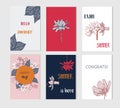 Set of artistic creative summer cards.