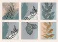 Set of artistic creative universal cards. Hand Drawn textures. Wall Art. Generative AI