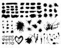 Set of artistic ink blots and splatters. Royalty Free Stock Photo