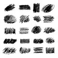 Set of artistic pencil brushes. Hand drawn grunge strokes. Vector illustration