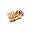 set Asia baked sushi rolls white background isolated Royalty Free Stock Photo