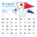 Set of Asian flags, vector illustration.