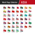 Set of Asian flags - Vector illustrations Royalty Free Stock Photo
