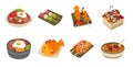 Set of asian food, flat design vector illustration Royalty Free Stock Photo