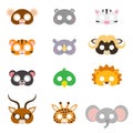 Set of assorted animal masks, party supplies, birthday party favors, play accessories, photo booth props for kids Royalty Free Stock Photo