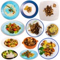 Set of assorted dishes with mushrooms Royalty Free Stock Photo