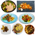Set of assorted dishes with mushrooms Royalty Free Stock Photo
