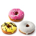 Set of assorted donuts side view isolated on white background Royalty Free Stock Photo