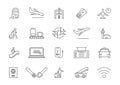 Set of assorted line airport and travel icons