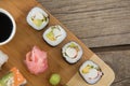 Set of assorted sushi served on tray Royalty Free Stock Photo