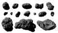 Set of asteroids isolated on white background Royalty Free Stock Photo