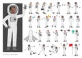 Set of Astronaut people working character vector design. Presentation in various action with emotions, running, standing and