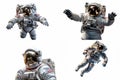 set of astronauts isolated on white background Royalty Free Stock Photo