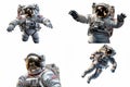 set of astronauts isolated on white background