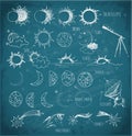 Set of astronomy sketches. Royalty Free Stock Photo