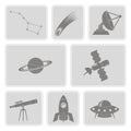 set with astronomy and space icons Royalty Free Stock Photo