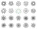 Set of asymmetric Guilloche Rosette stamp element design vector templates.