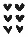 Set of asymmetrical hearts. Isolated icons, logos, symbols, signs. Royalty Free Stock Photo