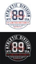 Set athletic division Brooklyn 89 typography, vector illustrations