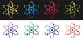 Set Atom icon isolated on black and white background. Symbol of science, education, nuclear physics, scientific research Royalty Free Stock Photo