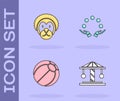 Set Attraction carousel, Wild lion, Beach ball and Juggling icon. Vector