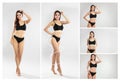 Set of attractive young woman with slim body in underwear Royalty Free Stock Photo