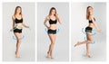 Set of attractive young woman with slim body in underwear Royalty Free Stock Photo