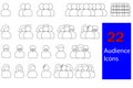 Set of 22 Audience Icons representing first party, second party, third party, male audiences, female audiences, and groups