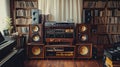 Set of audio equipment, record players, amplifiers. Royalty Free Stock Photo