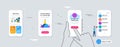 Set of Augmented reality, Bacteria and Project deadline line icons. For design. Vector