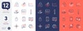 Set of Augmented reality, Smartphone payment and Cogwheel blueprint line icons. For design. Vector