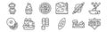 Set of 12 august bakery icons. outline thin line icons such as brioche, bread, bakery, rolling, pie, cupcake