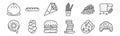 Set of 12 august bakery icons. outline thin line icons such as croissant, macaron, challah, crumble, crepe, baguette