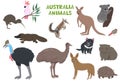 Set of Australia animals isolated on a white background. Vector graphics