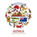 Set of Australia culture symbols. Collection icons