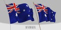 Set of Australia waving flag on isolated background vector illustration Royalty Free Stock Photo