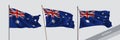 Set of Australia waving flag on isolated background vector illustration Royalty Free Stock Photo