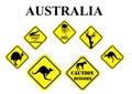 Set of Australian wild life signs Royalty Free Stock Photo