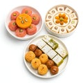 Set of Authentic Indian Sweets Isolated on White Background Royalty Free Stock Photo