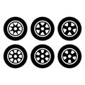 Set of Auto car wheel icon, vehicle tire rim symbol, automotive race sport sign vector illustration