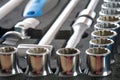 A set of auto mechanic tools. Tools: head crank, ratchet, imbus keys Royalty Free Stock Photo