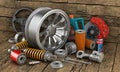 Set of auto parts on the Royalty Free Stock Photo
