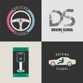 Set of automobile driving school vector icons