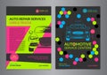 Set Automotive Service Centers business layout templates. A4 auto repair shop Brochure templates.